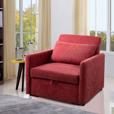 DOMETOUR Futon Convertible Sofa Chair Sleeper Sofa Bed, Adjustable Backrest Pull Out Velvet Sofa Bed for Living Room Bedroom Apartment
