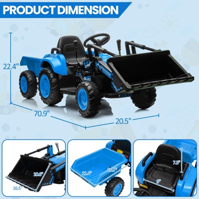 Blue 12V Ride-On Tractor with Detachable Trailer