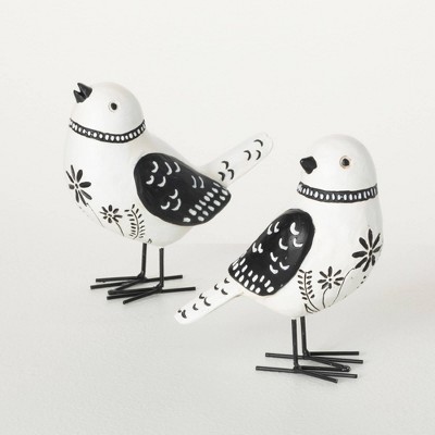 5.25"H Sullivans Painted Whimsical White Birds Set of 2  Multicolored
