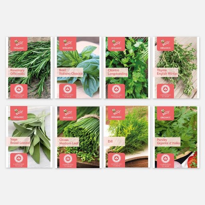 Buzzy Seeds Organic Herb Seed Pack Collection 8 Varieties