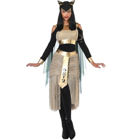 Halloweencostumes.com X Large Women Egyptian Goddess Bastet Costume For  Women, Black/orange/blue : Target