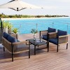 4 Piece Outdoor Patio Sofa Set,Wicker Modular Sectional Sofa with Tempered Glass Table,Garden Balcony Furniture Set with Cushions-Coolbibila - 2 of 4