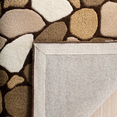 Ivory and Brown Tufted Wool Geometric Area Rug