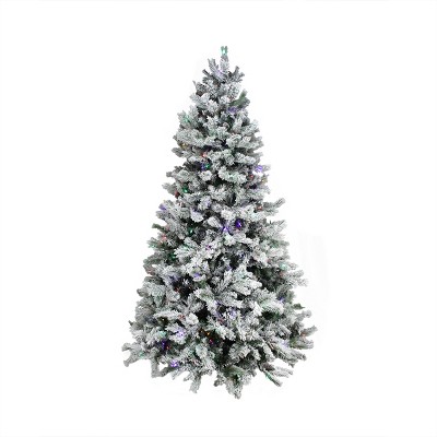 Northlight 9' Pre-Lit Artificial Christmas Tree Flocked Victoria Pine Multi-Function LED - Clear/Multi Lights