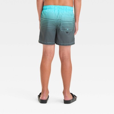 Art Class Boys' Ombre Striped Swim Shorts - art class™ Aqua Blue XS: Recycled Polyester, Built-in Boxer, Adjustable Waistband, UPF 50+ — фото 2