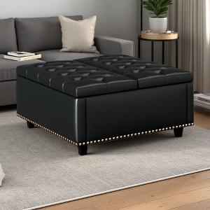 32.2" Mid-Century Linen Storage Bench - 1 of 4