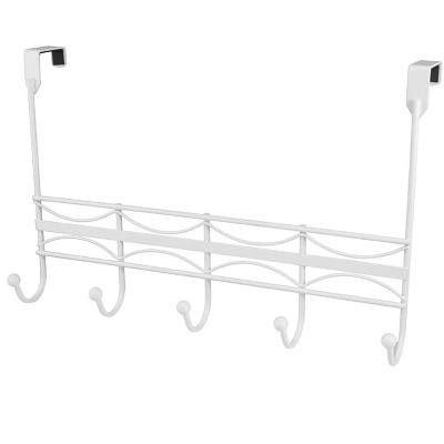 Home Mart Goods Heavy Duty White Over The Door Hanger Hanging Rack 5 Hooks Organizer