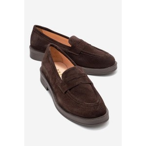 Bree - Brown Platform Leather Loafers (Women) brown suede 9 - 1 of 4