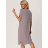 cheibear Women's Casual V-neck Short Sleeve T-shirt Dress Nightshirt Basic Midi Shirtdress - 3 of 4