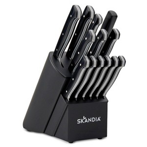 Skandia 14pc Stainless Steel Aldis Block Cutlery Set: Knife Sets with Block, Chef & Utility Knives, Sharpener, ABS Handles - 1 of 4
