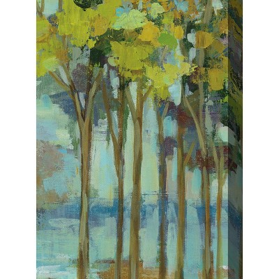 Cottage Garden West of The Wind Woodland Grove Green, Blue, Brown 48 x 24 Inch Waterproof Gallery Wrapped Canvas, Outdoor Garden, Yard, Patio All
