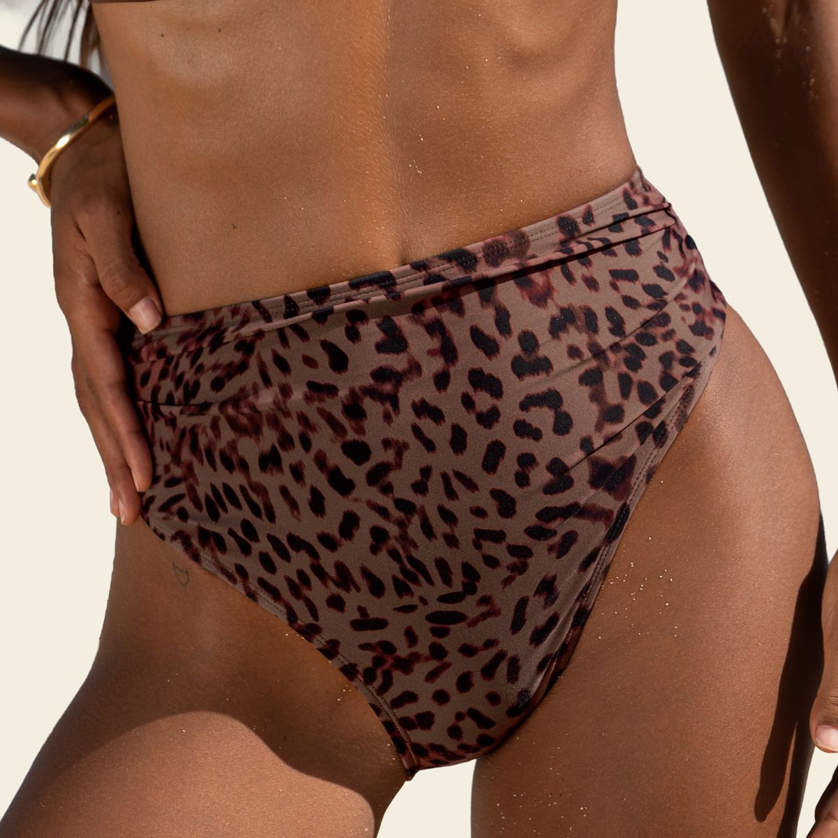 Cupshe Women's Cheeky High-Leg Leopard Print Bikini Bottoms
