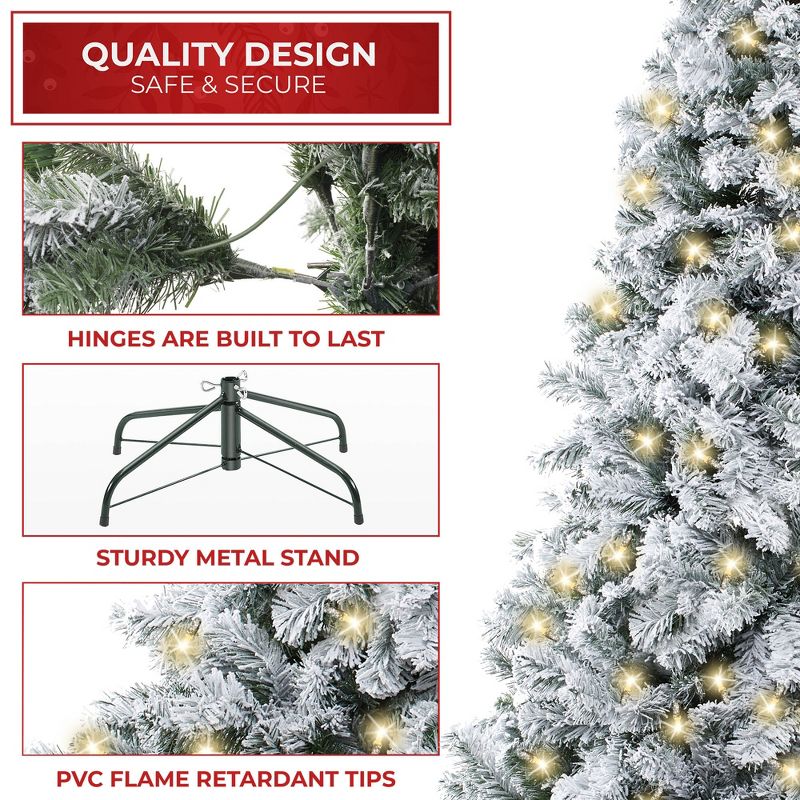 Casafield Snow-Flocked Artificial Pine Christmas Tree with Metal Stand, 5 of 8