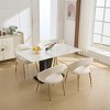 Upholstered Dining Chairs with Curved Backrest and Golden Metal Legs, Elegant Chairs for Kitchen or Dining Room-Cuddlewood - 3 of 4