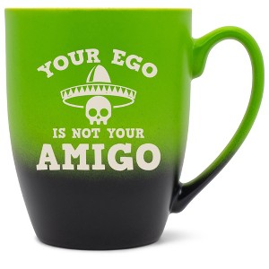 100 North Skull Sombrero 10 Ounce Green and Black Two Toned Ombre, Comfortably Fits Your Hands, Ceramic Tea Coffee Cup Mug, Your Ego Is Not Your Amigo - 1 of 1