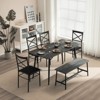 1 Table, 1 Stool, 4 Chairs, Black Iron Pipe, Gray Soft Cushion, Dining Table and Chair Set - 4 of 4