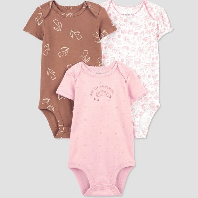 Image of Carter's Just One You® Baby Girls' 3pk Bodysuit - Brown/Pink 3M