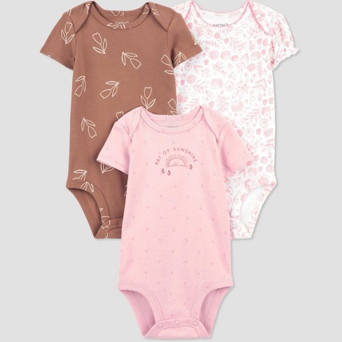 Carter's Just One You® Baby Girls' 3pk Bodysuit - Brown/Pink 3M