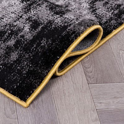Yellow and Gray Abstract 5' x 7' Stain-Resistant Area Rug
