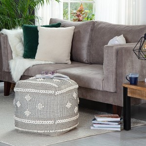 Sidney Street Pouf Black/Ivory - Anji Mountain: Square, Unupholstered, Fair Trade Certified - 1 of 4