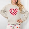 Simply Sage Market Women's Graphic Sweatshirt Love Checkered Puzzle Heart - 2 of 3
