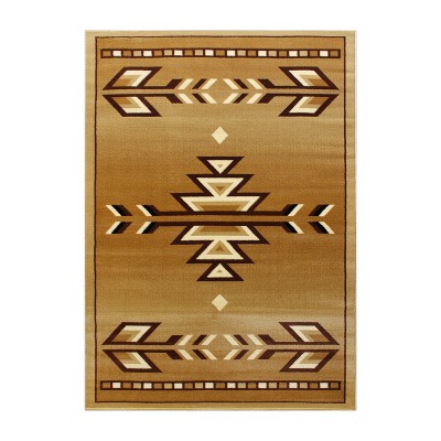 Emma and Oliver Olefin Accent Rug with Southwestern Geometric Arrow Design and Natural Jute Backing