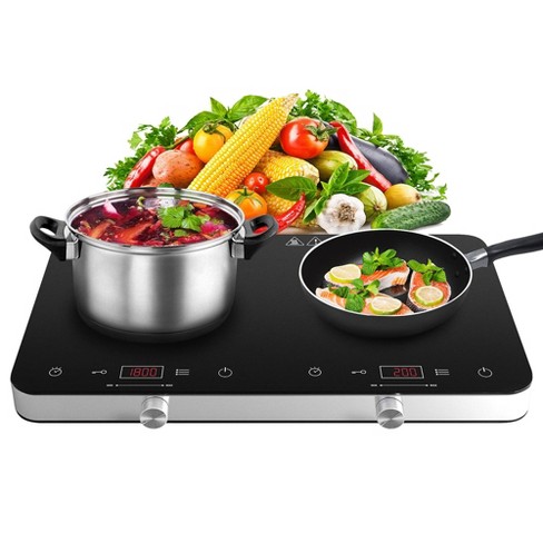 Costway 1800w Double Hot Plate Electric Countertop Burner Stainless Steel 5  Power Levels : Target