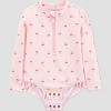 Carter's Just One You&#174 Toddler Girls' Long Sleeve Cherry Striped Rash Guard One Piece Swimsuit - Pink - 2 of 4