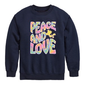 Boys' - Peanuts - Peace & Love Woodstock Graphic Long Sleeve Fleece Sweatshirt - 1 of 4