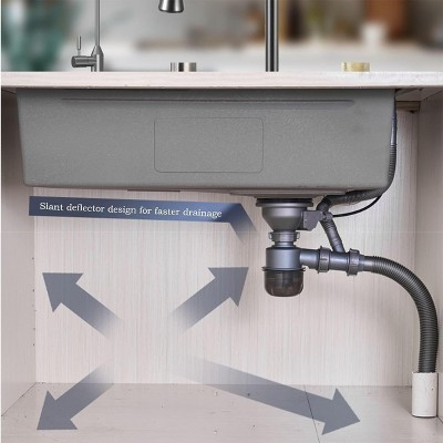 Gunmetal Gray Stainless Steel Single Basin Kitchen Sink with Waterfall Faucet