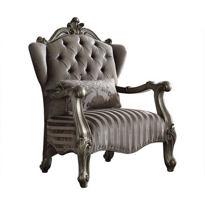 Elegant White Velvet Wood Accent Chair with Pillow