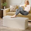 Pinmoco 43" Folding Storage Ottoman Bench with White Blanket and Side Pocket, Corduroy Storage Bench Entryway Bench for Bedroom, Living Room - 2 of 4