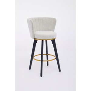 COWLOWN Set of 2 Premium Swivel Bar Stools, Mid-Century Modern Counter Stools with Velvet Upholstery & Gold Footrests - 1 of 4