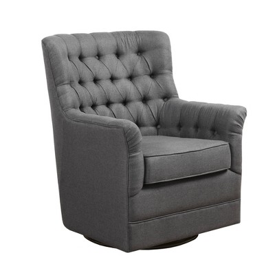 Mathis Deep Gray Velvet Swivel Glider Chair