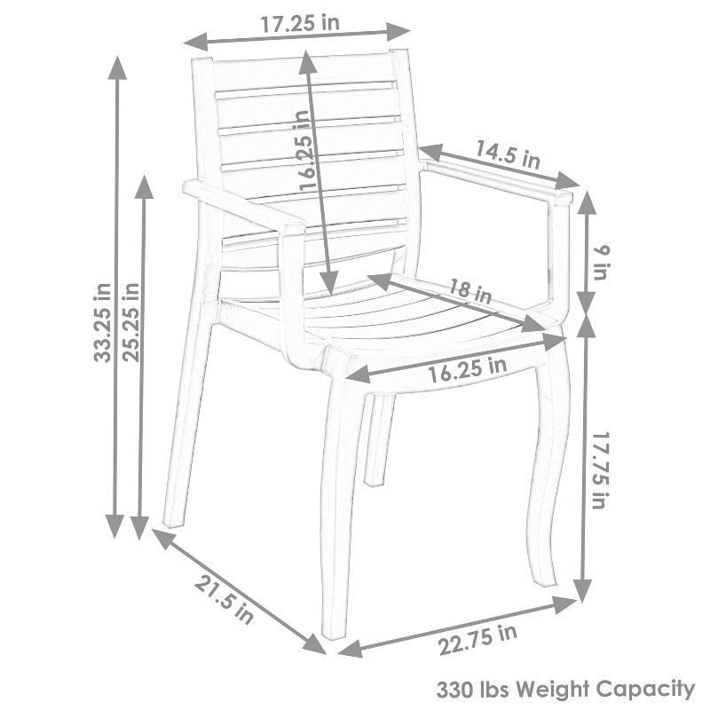 Sunnydaze Polypropylene Stackable Illias Outdoor Patio Arm Chair, 3 of 12