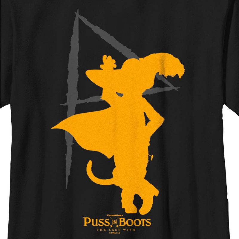 Boy's Puss in Boots: The Last Wish Yellow Silhouette T-Shirt, 2 of 6
