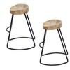 Royal Hampton 30 Inch Mango Wood Industrial Barstool, Saddle Seat, Iron Frame, Set of 2 - 4 of 4