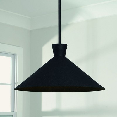 Textured Black Metal Pendant Light with Adjustable Height