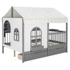 Polibi Full Size House Bed with Soft Tent Canopy, Bookshelf, Dual Drawers & USB Charging Ports - 4 of 4