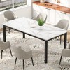 homfan Dining Table, Wooden Long Dinner Table with Mortise Tenon Design, Kitchen Table with Sturdy Metal Legs for Dining Room Home Office Living Room - 3 of 4