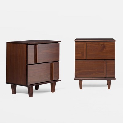 Saracina Home 2pc Modern Vertical Accent Solid Wood 2 Drawer Nightstands