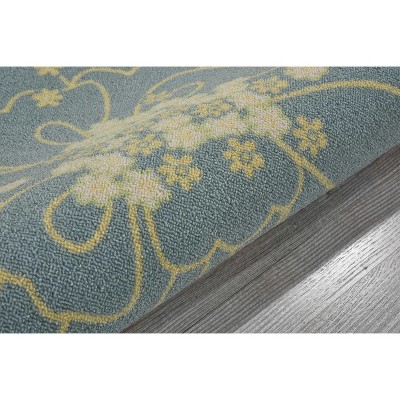 Floral Bliss Green Synthetic 27" Indoor/Outdoor Tufted Rug