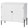 Baxton Studio Nefeli Wood and Metal 2 Door Storage Cabinet: Mid-Century Design, Fixed Shelves - 2 of 4