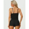 cheibear Women's Spaghetti Straps Cami Tops with Shorts Lounge Sleepwear Pajama Set - 3 of 4