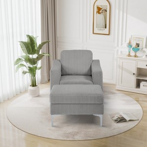 Aortzio 35.24"W Corduroy Upholstered Club Chair Wiht Ottoman - 1 of 4