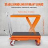 VEVOR Hydraulic Lift Table Cart, 1100lbs Capacity 35.4" Lifting Height, Manual Single Scissor Lift Table with 4 Wheels and Non-slip Pad,Orange&Black - 4 of 4