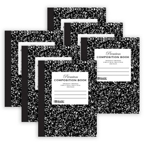 BAZIC Products® Premium Composition Book, Wide Ruled, Black Marble, 100 Sheets, Pack of 6 - 1 of 4
