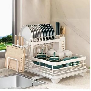 Attop White Double-Layer Retractable Dish Rack – Large-Capacity Draining Board for Kitchen Countertops - 1 of 4