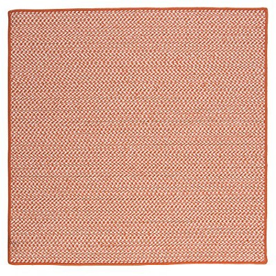 Colonial Mills Outdoor Houndstooth Tweed Braided Rug, Orange 3' square, Square Shape