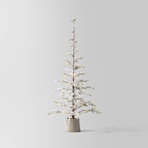 Pre-lit Flocked Balsam Fir Artificial Christmas Tree with Basket Base Warm White LED Lights - Wondershop™ - 1 of 4